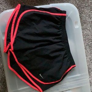 Nike dry fit shorts. Black and red/coral